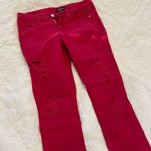 Bebe distressed heartbreaker skinny jeans
